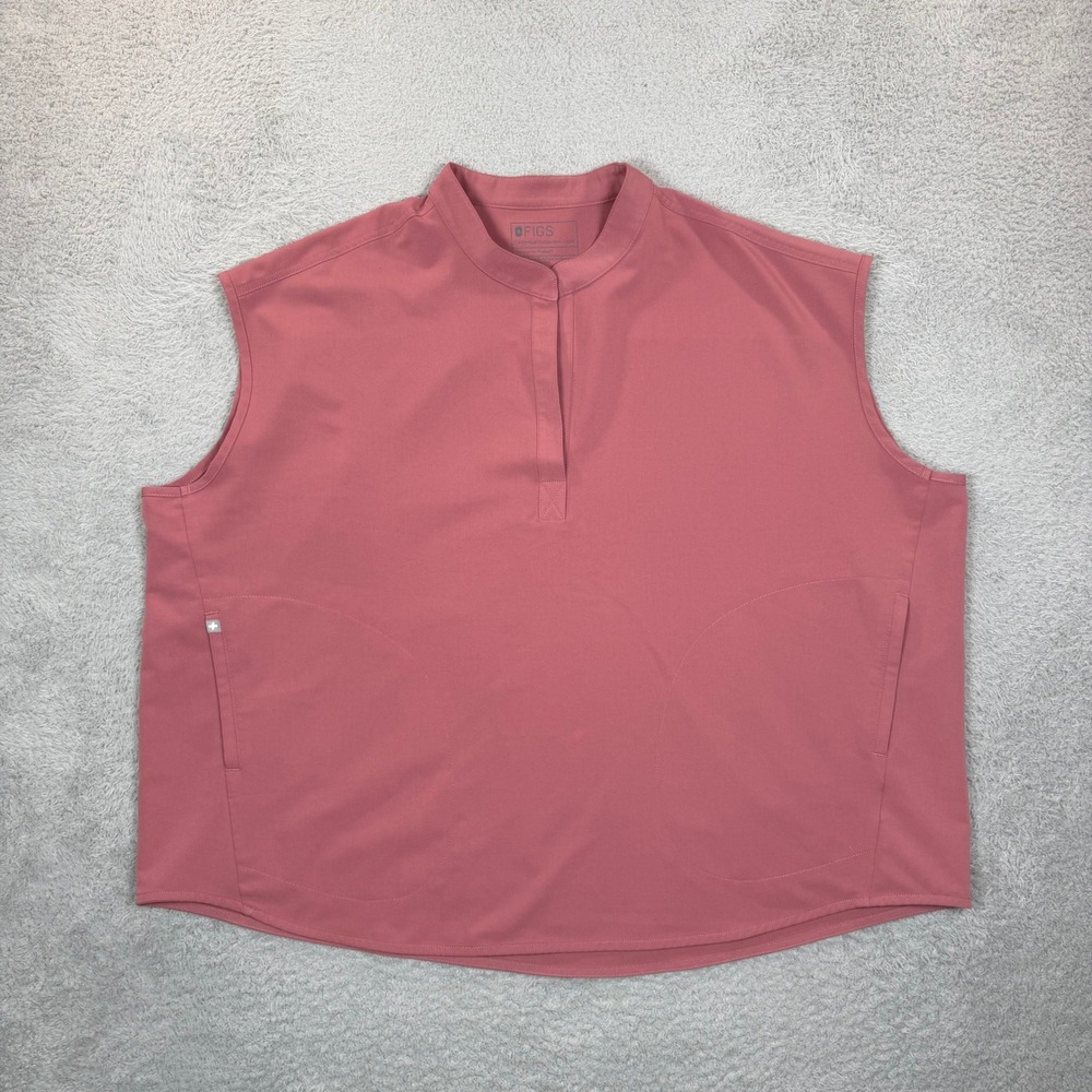 FIGS Rafaela Sleeveless Scrub Top Mauve Pink 4XL Mandarin Collar FIONx 1SW100001